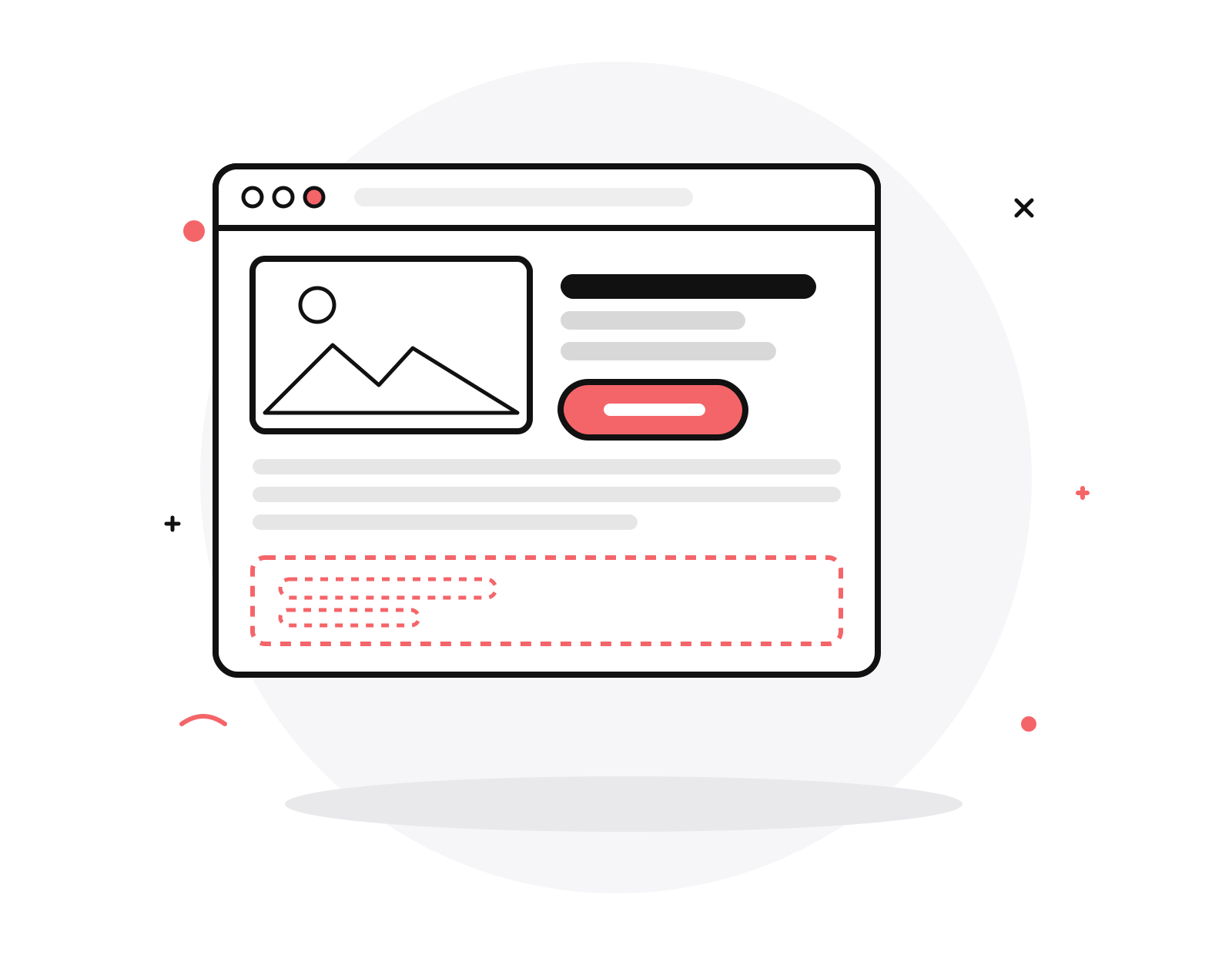 Hand-drawn illustration of a website layout