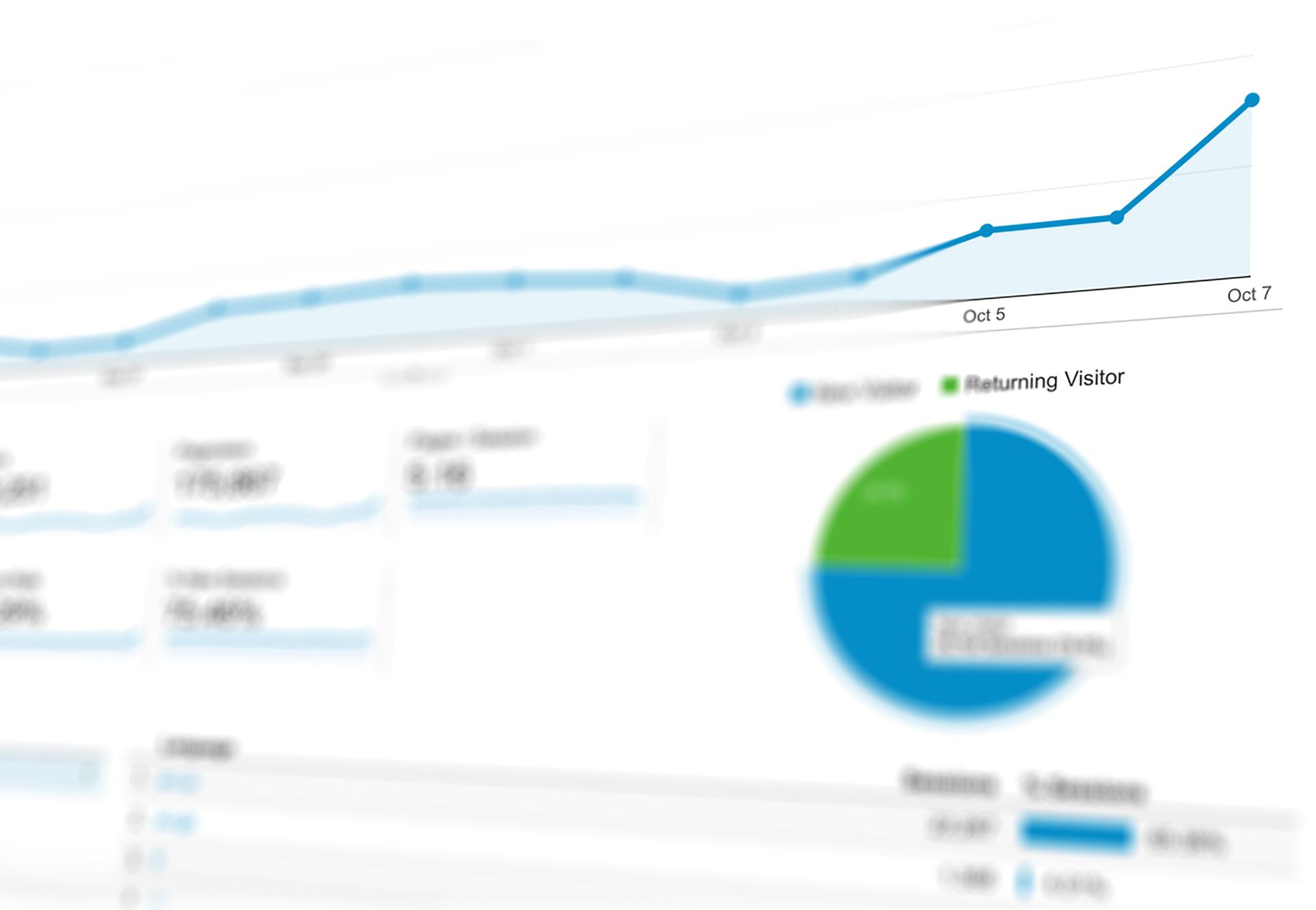 Website analytics dashboard with traffic charts and visitor data